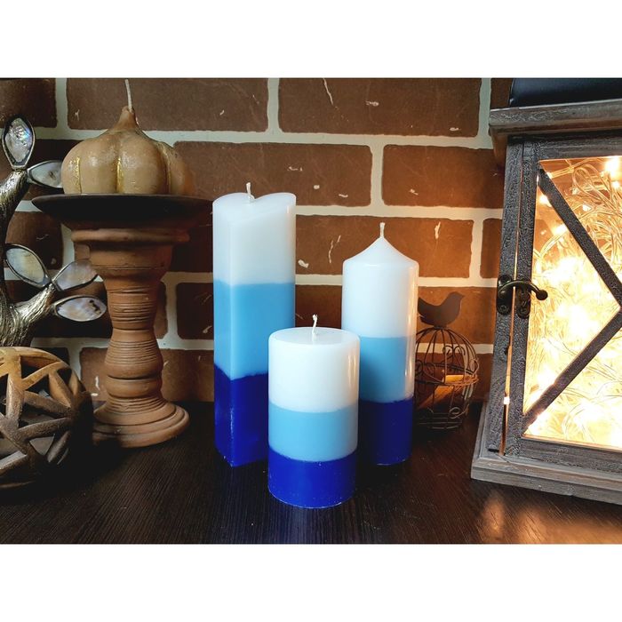 Набор Свечей "Полоска №1"( 68х205,60х170в,60Х100) синий