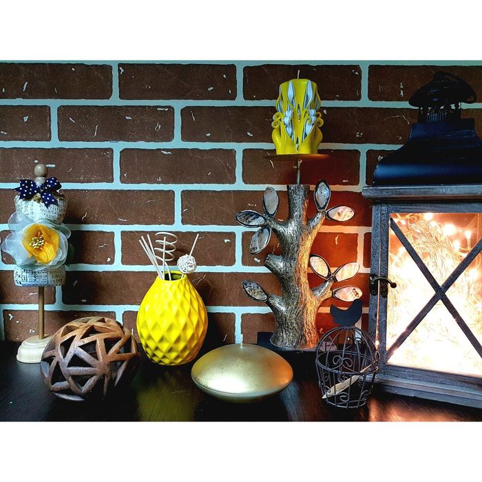 Свеча "Ручная работа" Диск Горизонтальный д13см Золотой