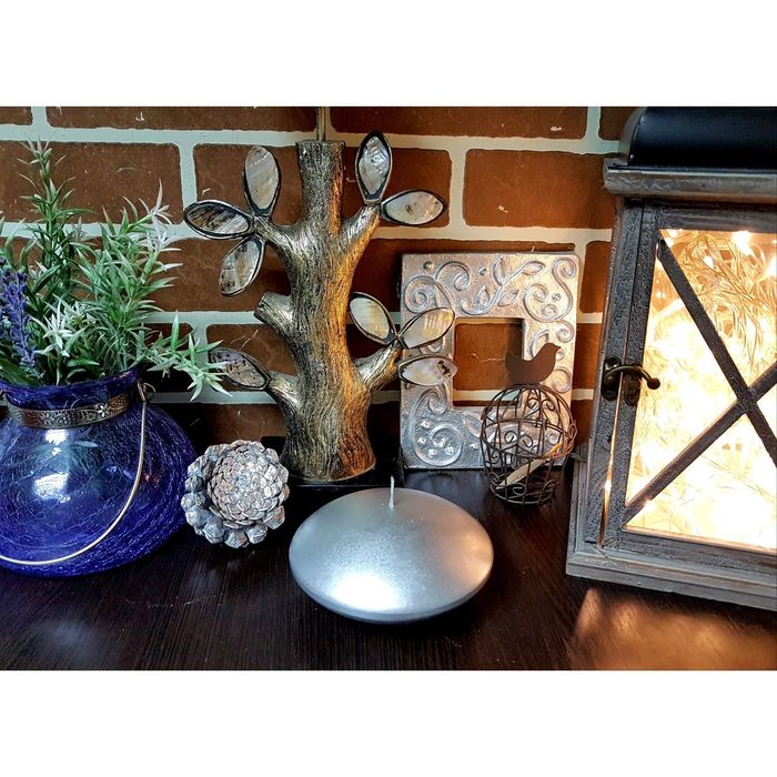 Свеча "Ручная работа" Диск Горизонтальный д13см Серебряный