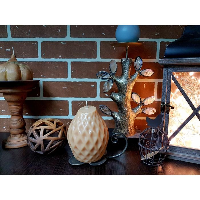 Свеча "Ручная работа" Интерьерная "Ананас" 11х12,5 бежевая