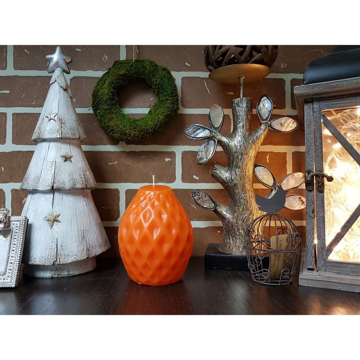 Свеча "Ручная работа" Интерьерная "Ананас" 11х12,5 бежевая