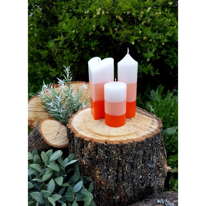 Набор Свечей "Полоска №2"( 68х150,50х155в,52х95) оранжевый