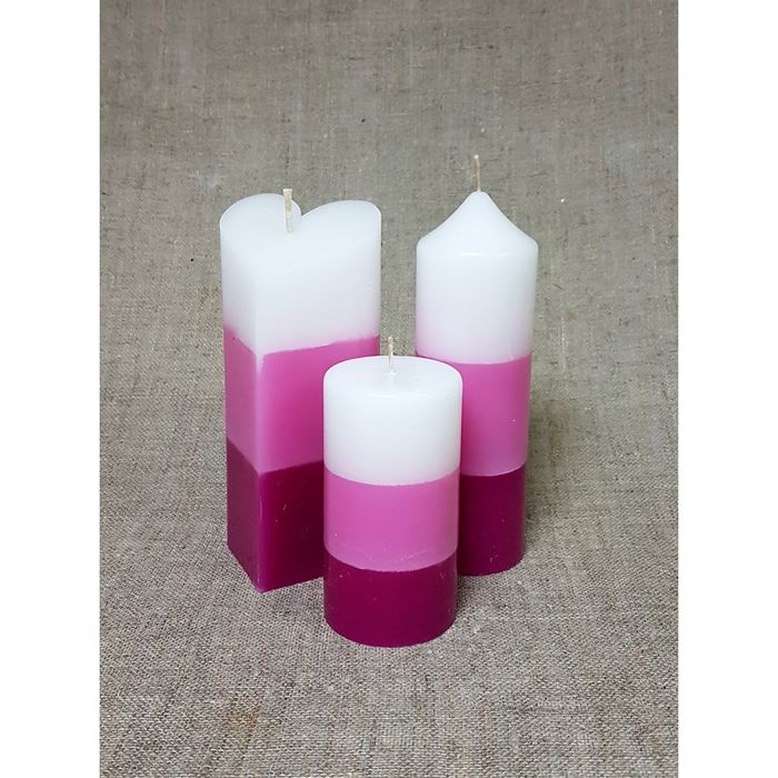 Набор Свечей "Полоска №2"( 68х150,50х155в,52х95) розовый