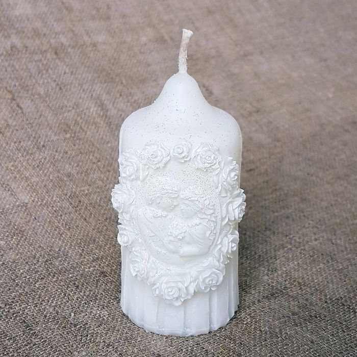 Свеча Свадебная "Жених и Невеста" 4,5х9 белая с блеском