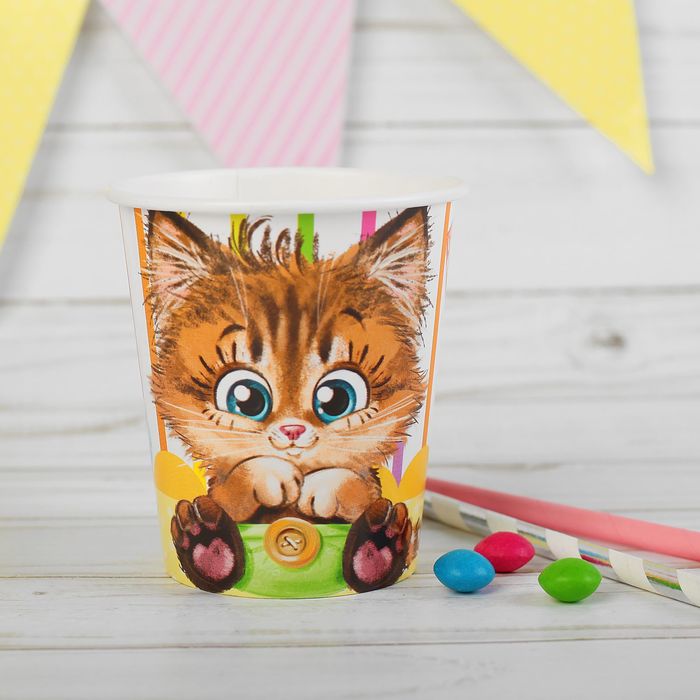 Стакан бумажный "Котенок" с игрушками, 250 мл.