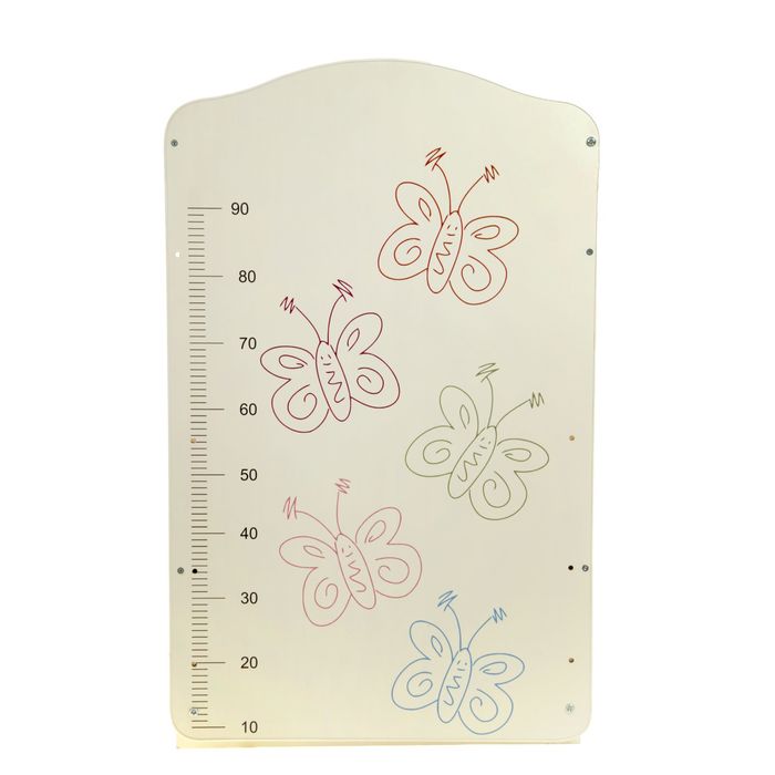 Детская кроватка «Морозко. Бабочки» с ростомером, на маятнике, с ящиком, цвет белый/берёза