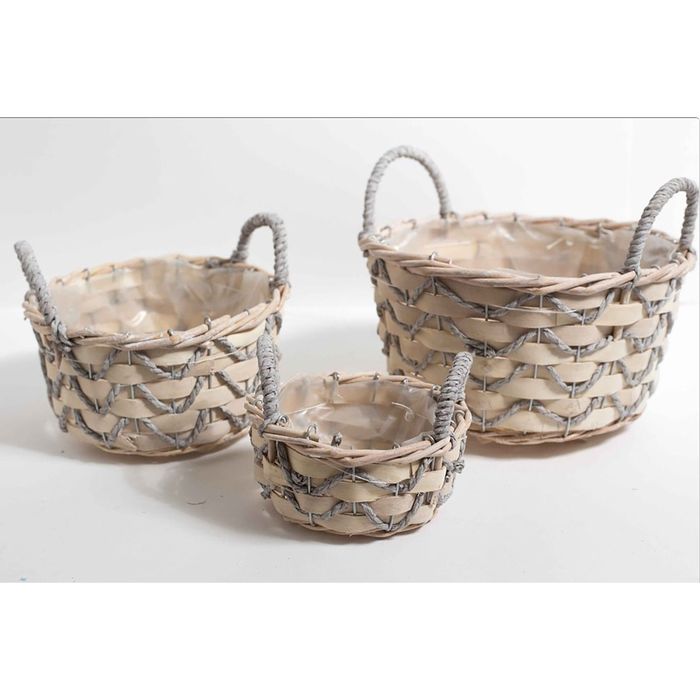 Набор корзин плетеных, 3 шт, лукошко, 26 х 26 х 21 см - 15 х 15 х 13.5 см