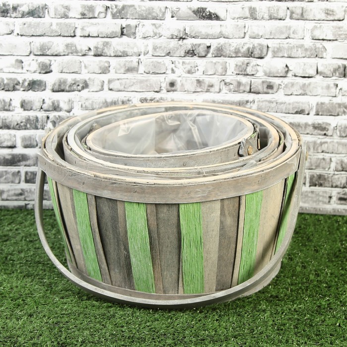 Набор корзин плетеных, 3 шт, лукошко, 30 х 30 х 32 - 20.5 х 20.5 х 22 см