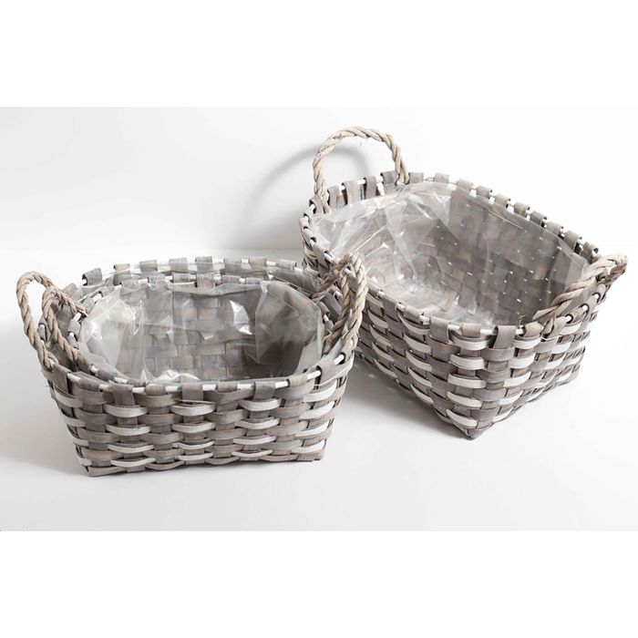 Набор корзин плетеных, 3 шт, прямоугольные, 39 х 29.5 х 24 - 28 х 20 х 19 см