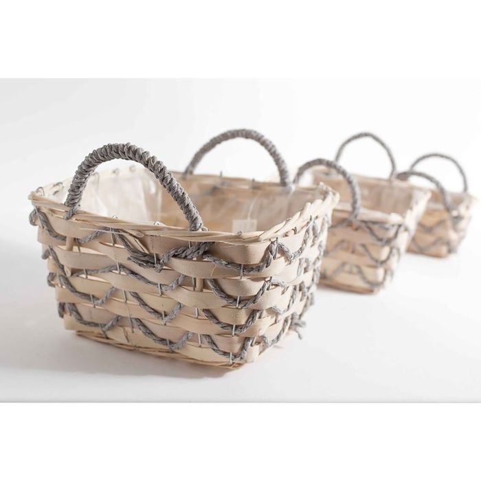 Набор корзин плетеных, 3 шт, квадратные, 24 х 24 х 22 - 15 х 15 х 13 см