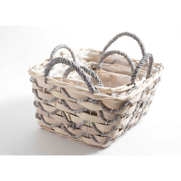 Набор корзин плетеных, 3 шт, квадратные, 24 х 24 х 22 - 15 х 15 х 13 см