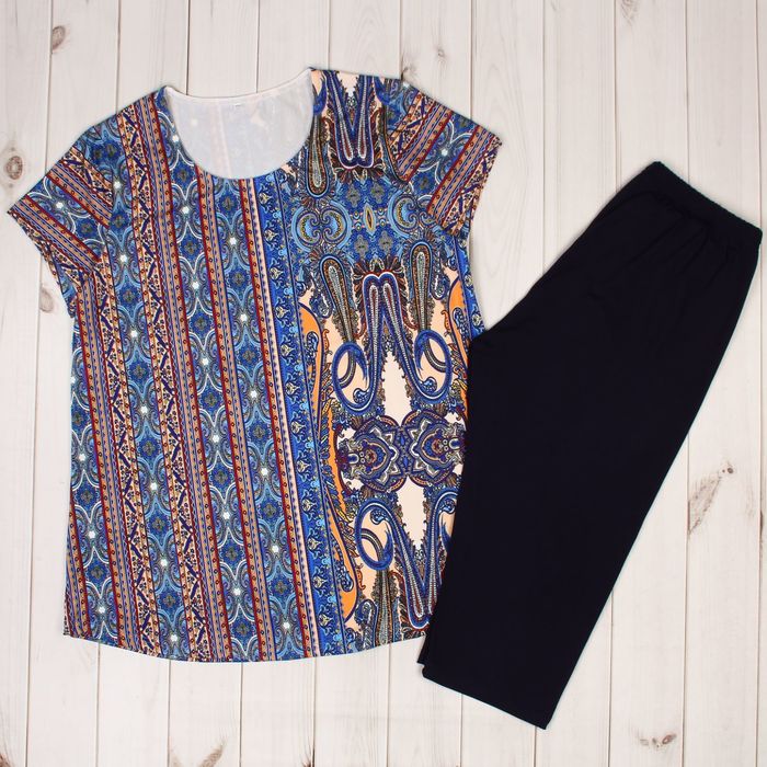 Комплект женский (туника, бриджи) Этника-2 цвет восточная ночь, р-р 56