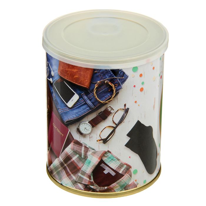 Носки мужские в консервной банке "Отпускные", 1 пара, чёрные, р. 41-43