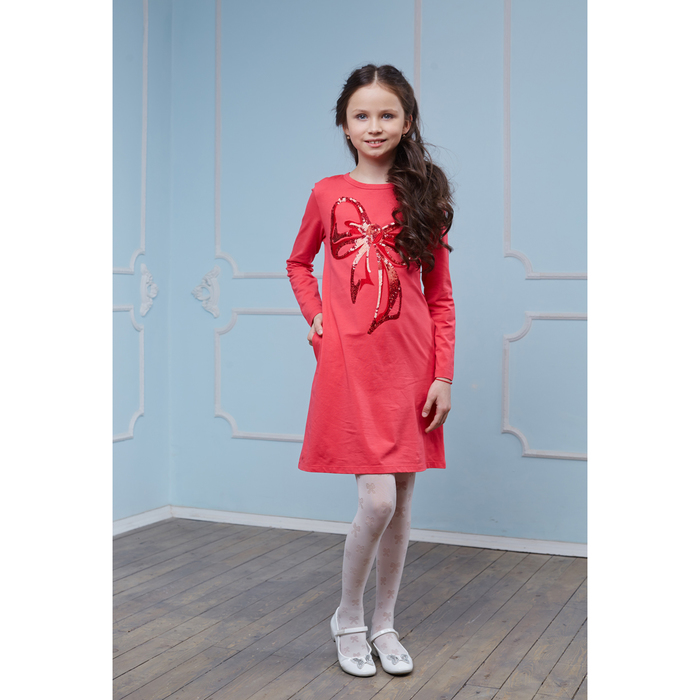 Платье для девочки, рост 146-152 см, цвет коралловый