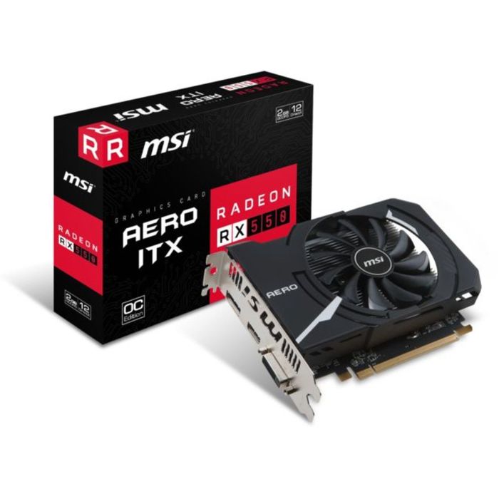 Видеокарта MSI AMD Radeon RX 550 AERO ITX OC 2G,128bit,GDDR5,1203/7000,DVI,HDMI,DP