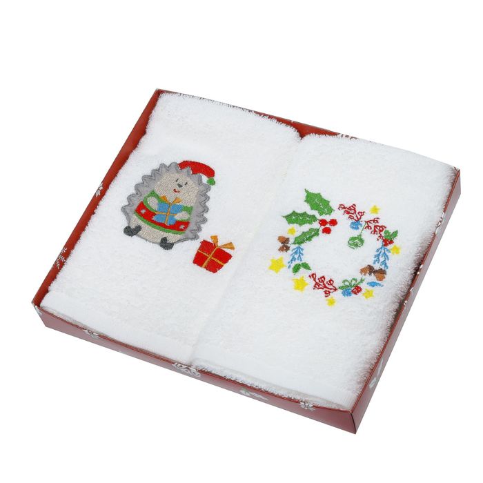 Набор полотенец с вышивкой "Collorista" Сочельник (вид2) 30 х 60 см- 2 шт, хл 340гр/м2