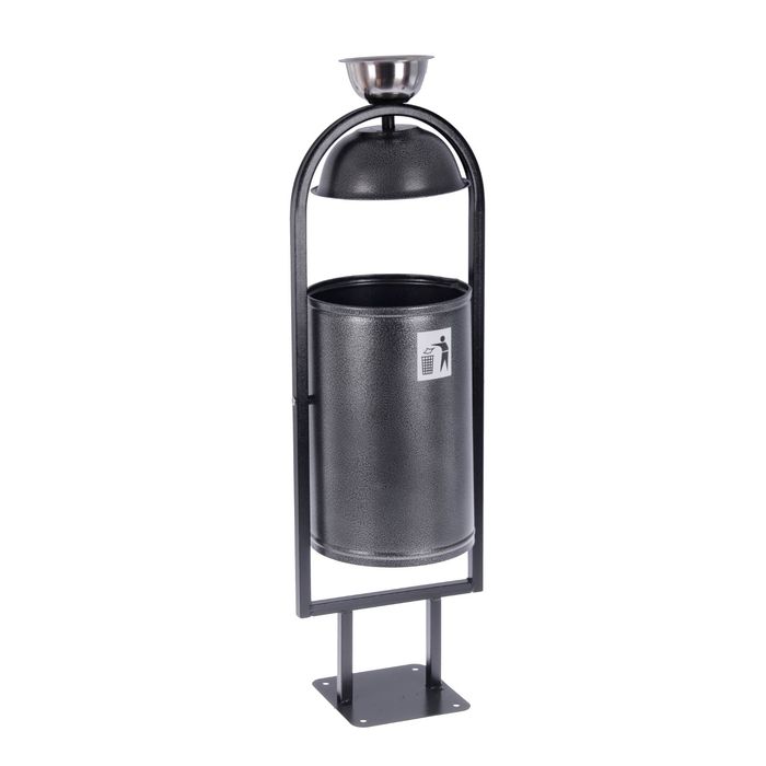 Урна с крышкой и пепельницей 21 л "Рубин", цвет серый