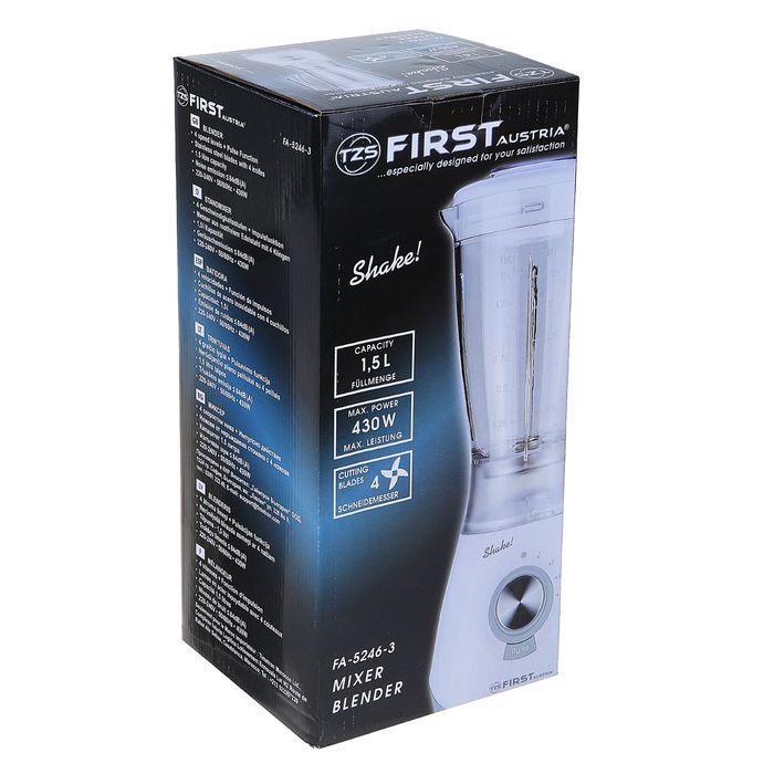 Блендер настольный FIRST 5246-3, 430 Вт, 1.5 л, белый
