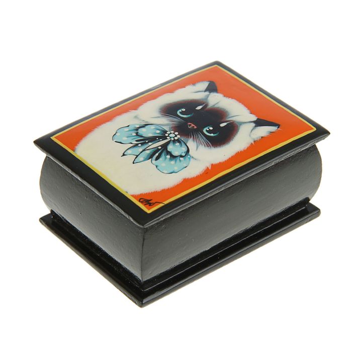 Шкатулка "Котик" 5x7 см, ручная роспись