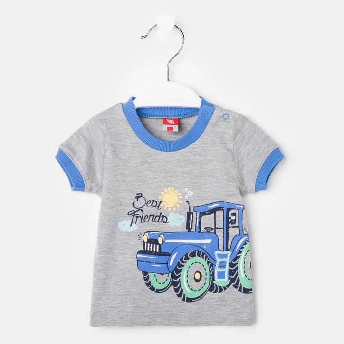 Футболка детская, рост 62 см, цвет серый меланж