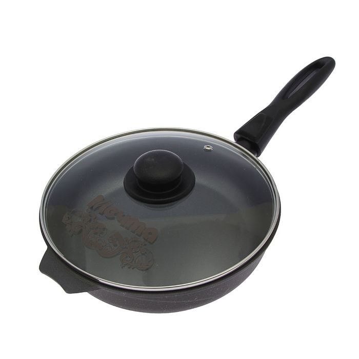 Сковорода d=24 см "Кристалл", высота 6 см, с антипригарным покрытием, съемная ручка, стеклянная крышка