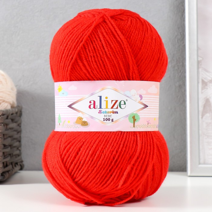 Пряжа "Sekerim Bebe" 100% акрил 320м/100гр (56 красный)
