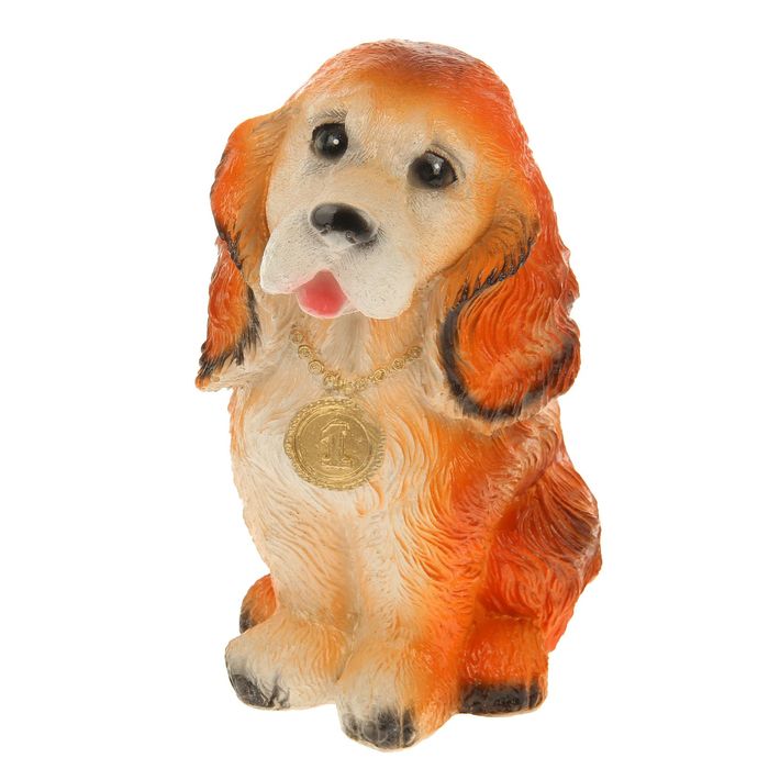 Копилка гипс "Собака с медалью рыжая" 23 см