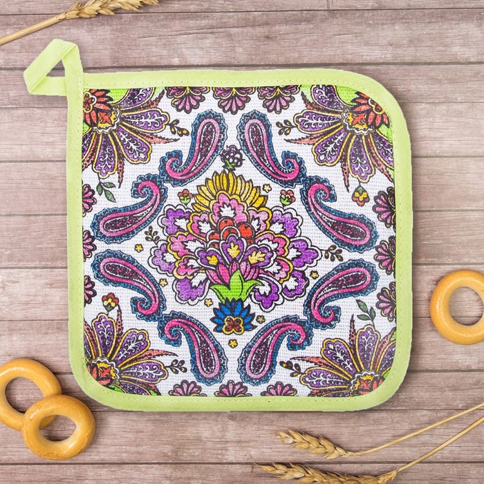 Набор "Доляна" Пейсли (вид 2): фартук 60 х 70 см, прихватка 17 х 17 см, рогожка 162 г/м²