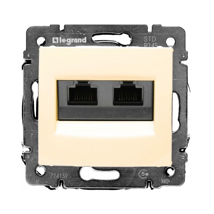 Механизм розетки комп. 2-м СП Legrand "Valena ", RJ45 + RJ45 CAT. 5E UTP сл. кость 774139