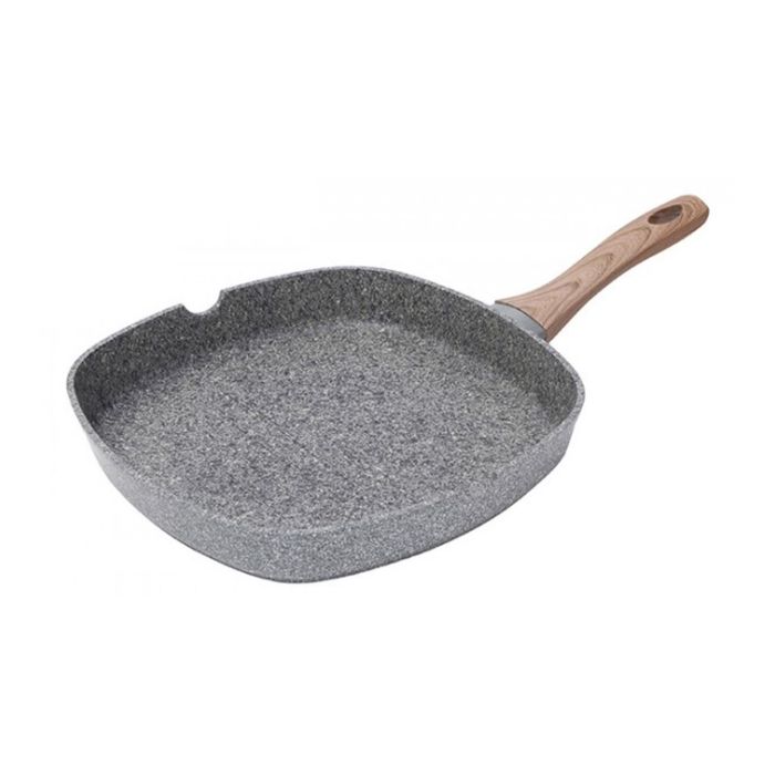 Сковорода-Гриль Granito,28 х 28 х 4,5 см, ручка под дерево, Bergner