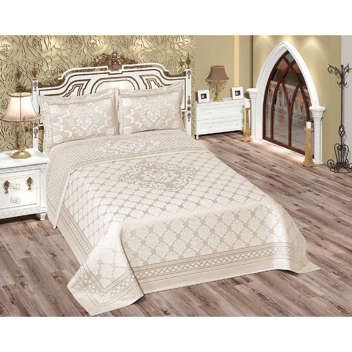 Комплект Damask: покрывало 240 × 260 см, наволочки 50 × 70 - 2 шт, кремовый