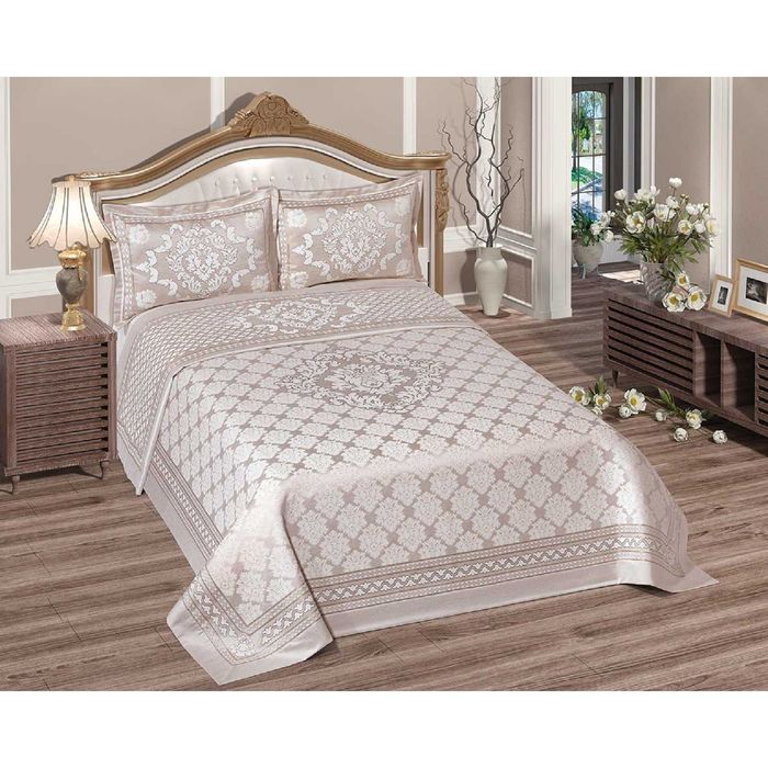 Комплект Damask: покрывало 240 × 260 см, наволочки 50 × 70 - 2 шт, капучино