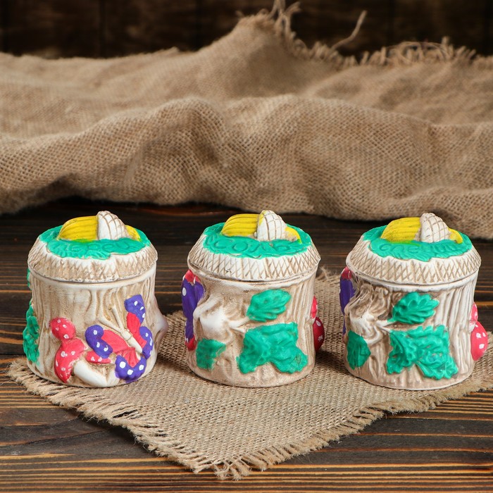 Набор для специй "Пенёк" 3 предмета, цветной, 50 мл