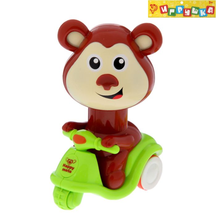Игрушка "Веселые звери на мотоцикле", 3 вида, приходит в движение от нажатия на животное