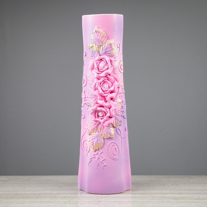 Ваза "Виола" большая, роза с бусиной, розовая