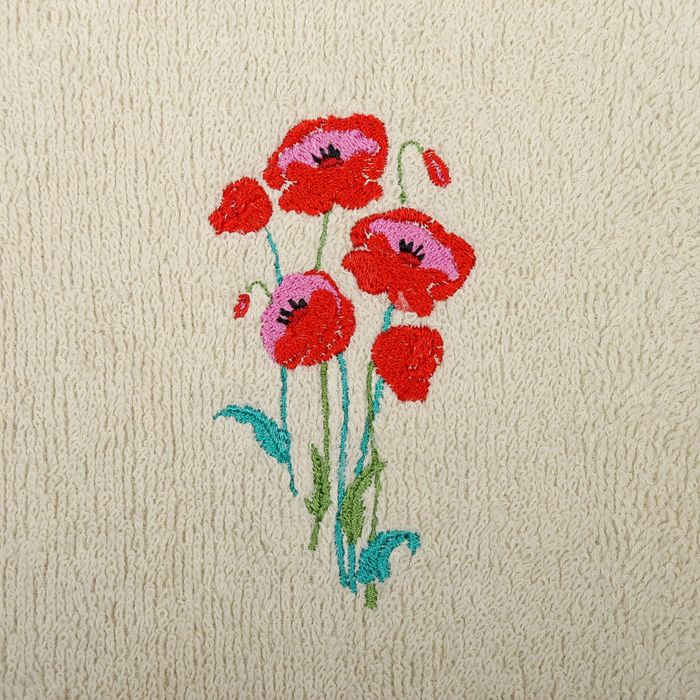 Полотенце Collorista Маки 50*90 см, цв. молочный 100% хл, 400 гр/м2