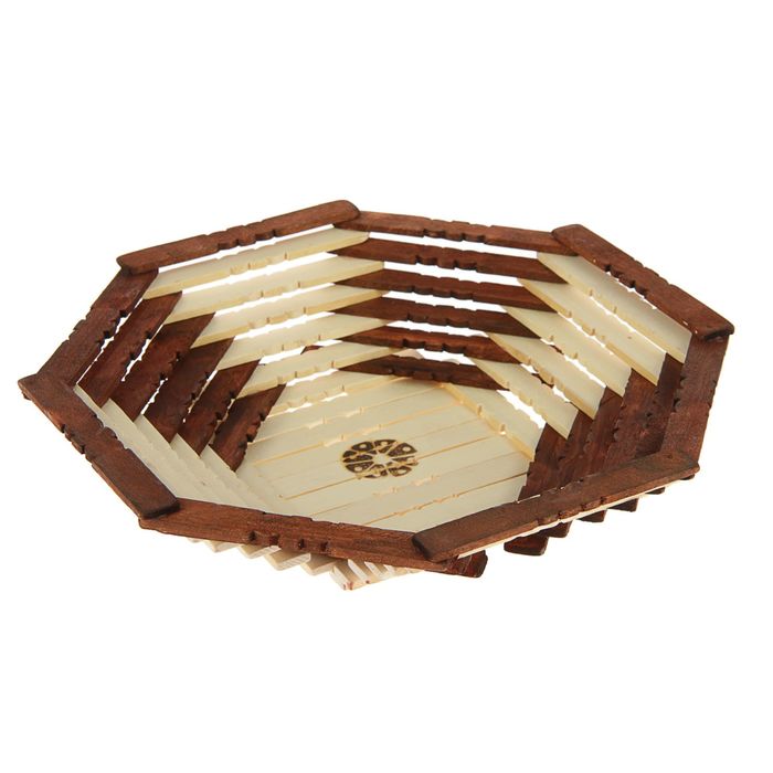 Корзинка-хлебница деревянная, двухцветная