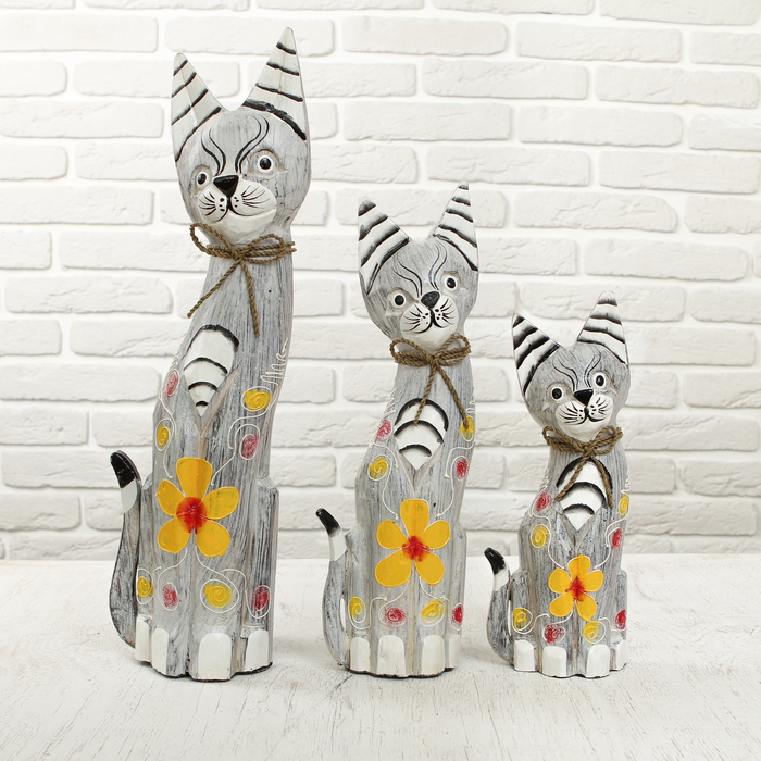 Набор кошек 3шт (30,40,50) см дерево МИКС