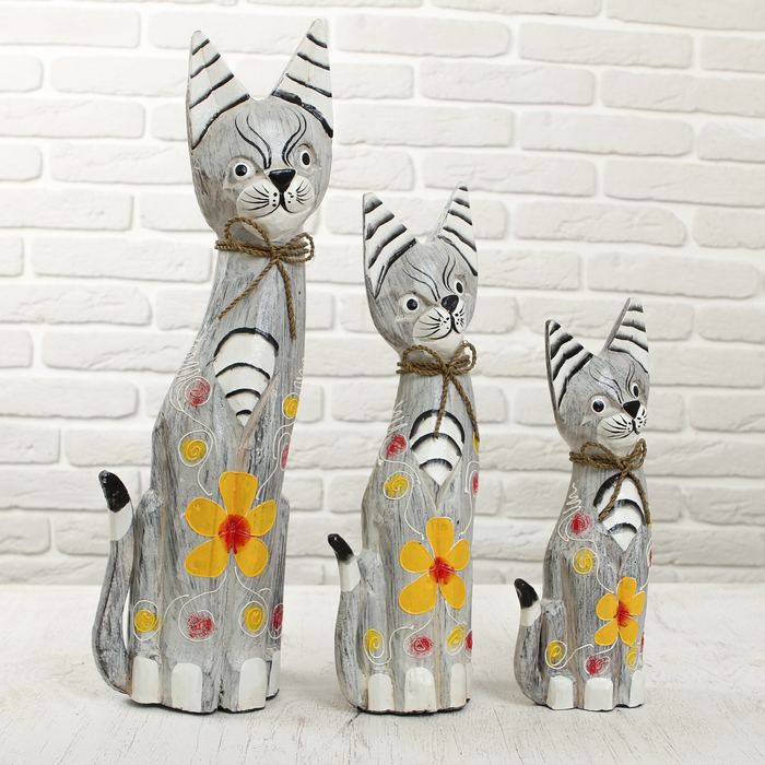 Набор кошек 3шт (30,40,50) см дерево МИКС