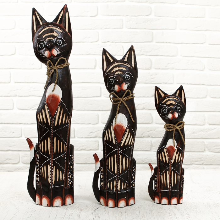 Набор кошек 3шт (30,40,50) см дерево МИКС