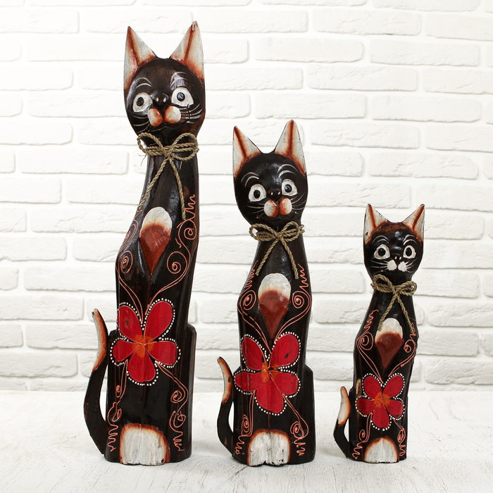 Набор кошек 3шт (30,40,50) см дерево МИКС