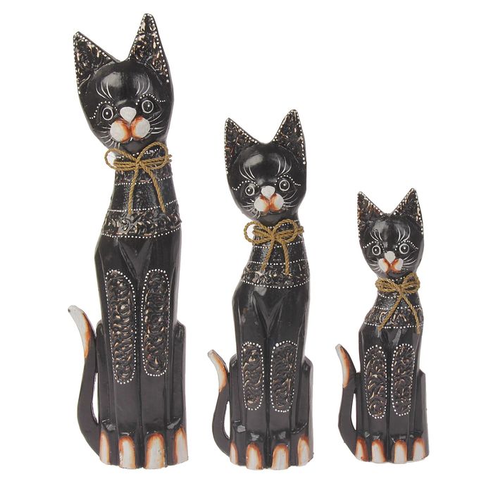 Набор кошек 3шт (30,40,50) см дерево МИКС