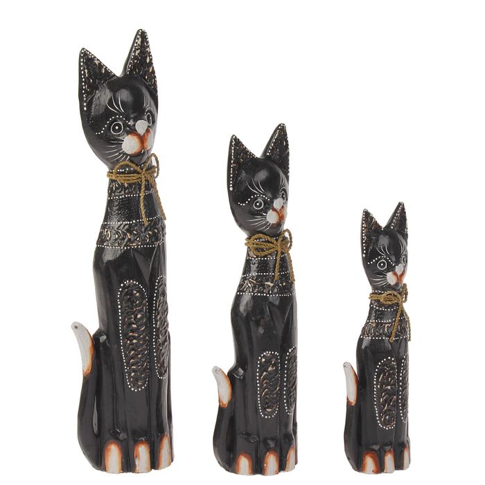 Набор кошек 3шт (30,40,50) см дерево МИКС