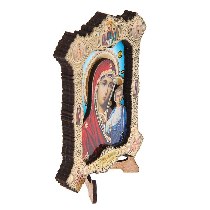 Икона в резной рамке 9х10 см "Казанская икона Божией Матери"