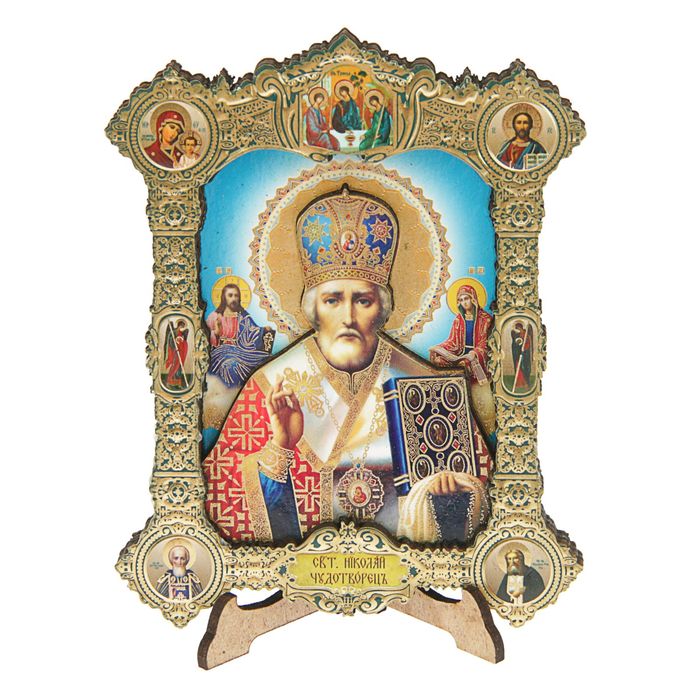 Икона в резной рамке 9х10 см "Николай Чудотворец"