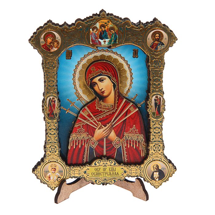 Икона в резной рамке 9х10 см "Семистрельная"