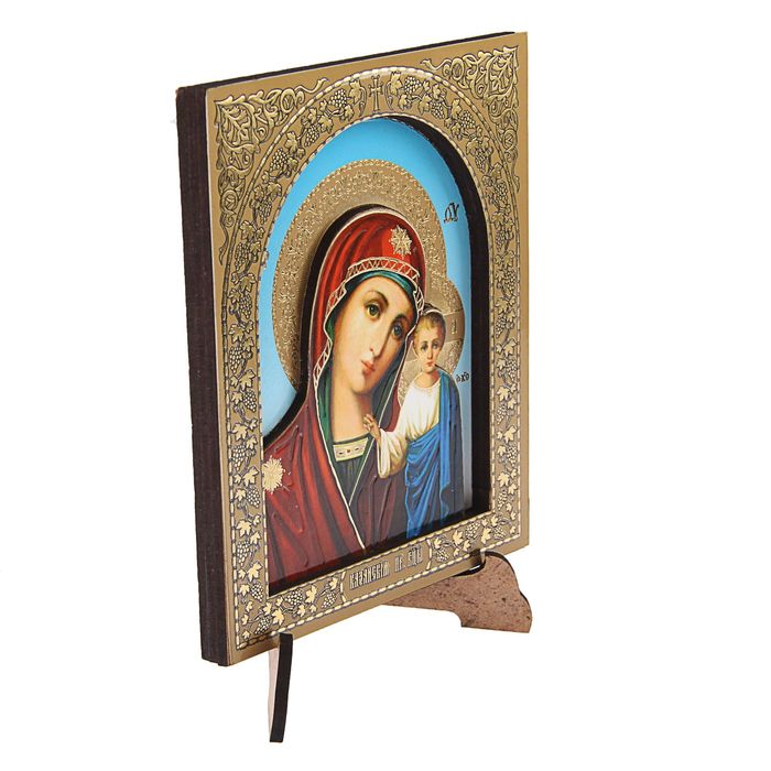 Икона в квадратной рамке 10х12 см "Казанская икона Божией Матери"