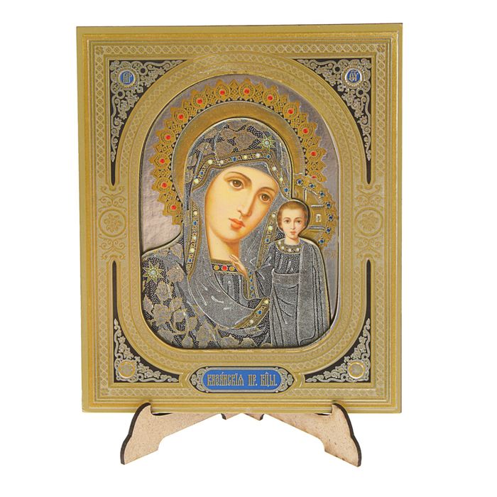 Икона в квадратной рамке 15х18 см "Казанская икона Божией Матери"