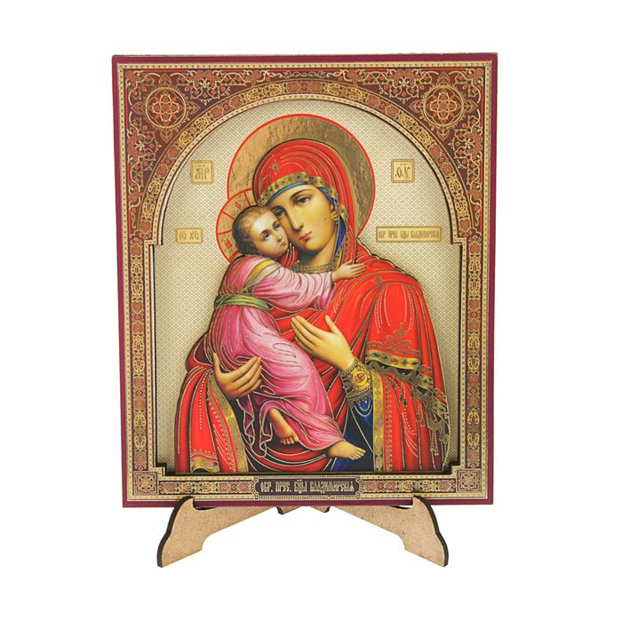 Икона в квадратной рамке 15х18 см "Владимирская икона Божией Матери"