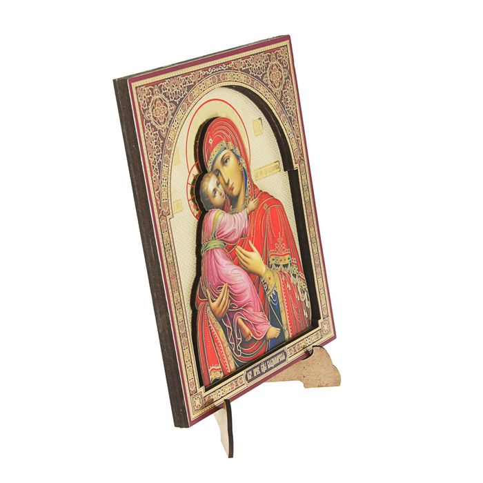 Икона в квадратной рамке 15х18 см "Владимирская икона Божией Матери"